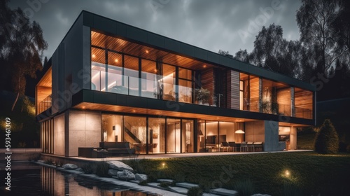 Elegant Modern House Generative Ai  © Blinix Solutions