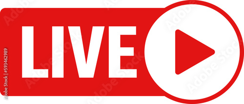 Live streaming set red icons. Play button icon vector illustration.