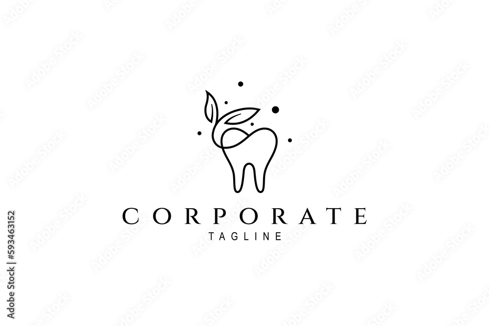 Healthy teeth logo with leaf combination on white background Healthy teeth logo with leaf combination on white background