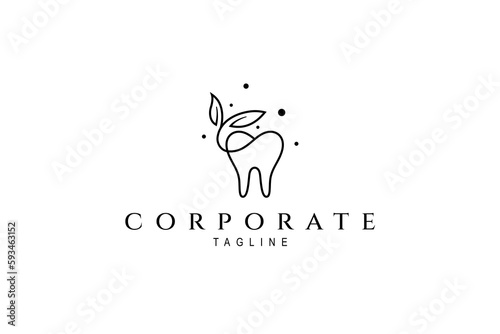 Healthy teeth logo with leaf combination on white background