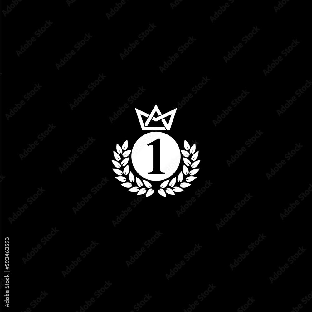 Fototapeta premium Number one quality with crown icon isolated on dark background
