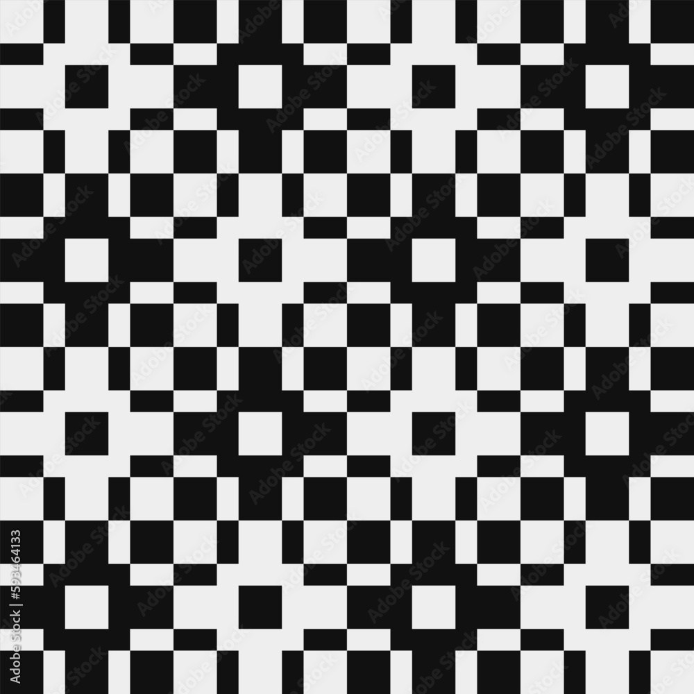 Fototapeta premium Black and white pattern, abstract seamless fashion trend pattern fabric textures, pixel art vector monochrome illuastration. Design for web and mobile app.