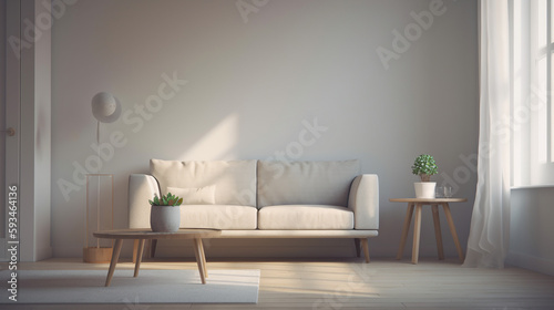 Simple minimalist modern living room, cozy, comfortable, and elegant for house and apartment, good interior.