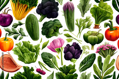 Vegetable pattern and texture background illustration watercolor seamless collection for fabric or any media print.