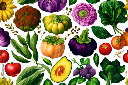 Vegetable pattern and texture background illustration watercolor seamless collection for fabric or any media print.