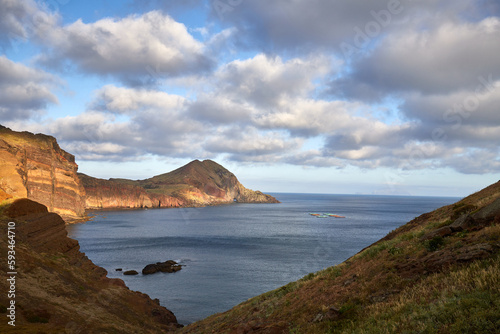 Panoramic side-view of Sao Lorenco cape - the Eastern end of Madeira island, Portugal