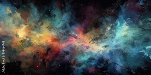 Abstract Cosmic Night Sky Background - Starry Galaxy Illustration AI generated © dasom