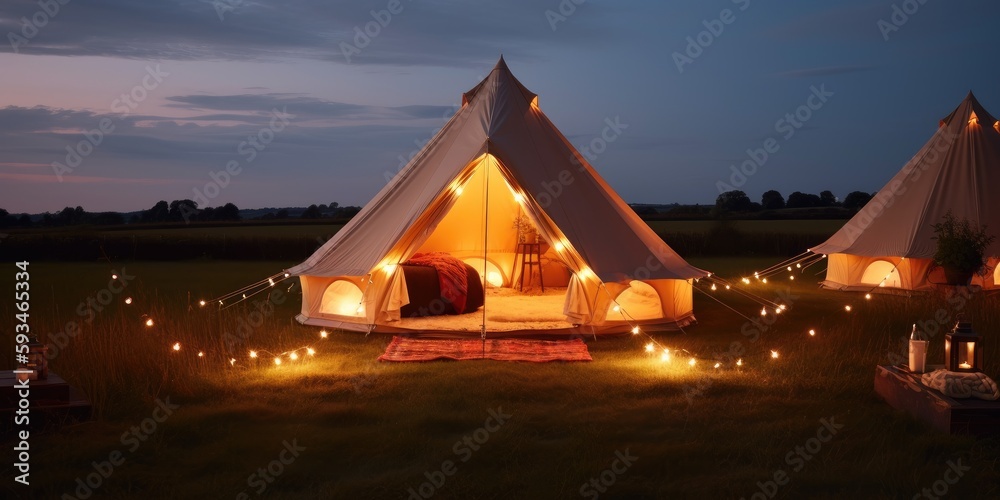 Glamping - Luxury Glamorous Camping in the Beautiful Countryside AI generated