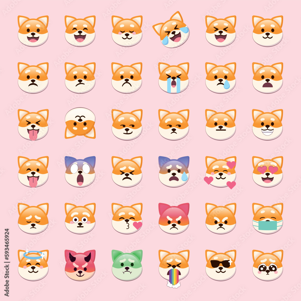 Shiba inu dog emoji faces with cute expressions for social media Shiba inu dog emoji faces with cute expressions for social media