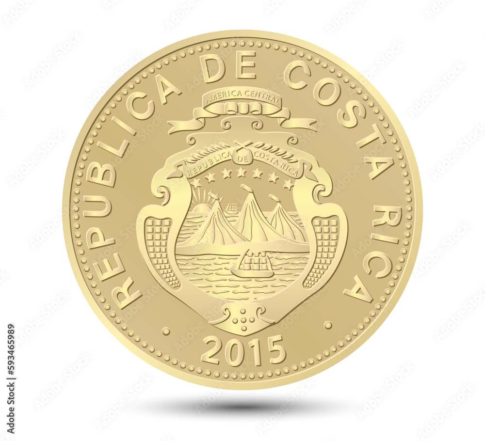 Costa Rica one hundred colones coin on a white isolated background. Vector illustration. Costa Rica one hundred colones coin on a white isolated background. Vector illustration.