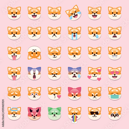 Shiba inu dog emoji faces with cute expressions for social media