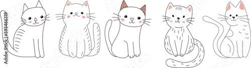 set of cats for children's coloring, vector