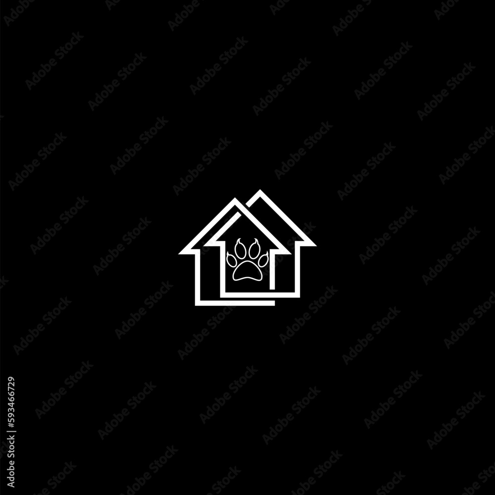 Pet dog house simple design logo icon isolated on dark background Pet dog house simple design logo icon isolated on dark background