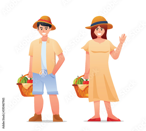 Characters people picnic on summertime holidays vector illustration
