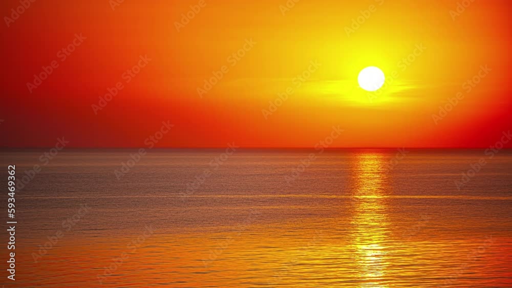 Hazey clouds dilute red and yellow sunlight, it reflects over calm ripple ocean Hazey clouds dilute red and yellow sunlight, it reflects over calm ripple ocean