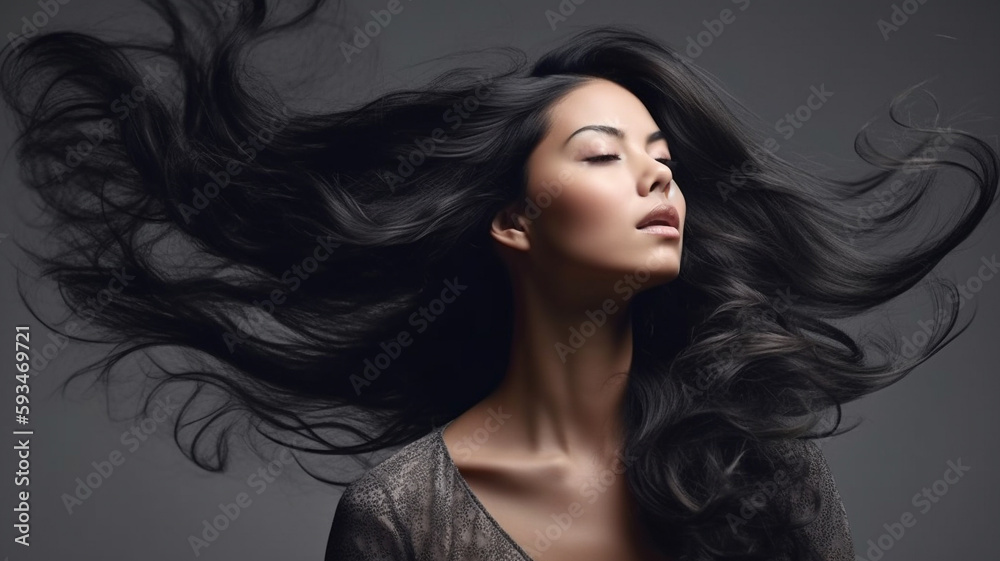 Beauty black hair woman for hair care product. Generative AI Beauty black hair woman for hair care product. Generative AI