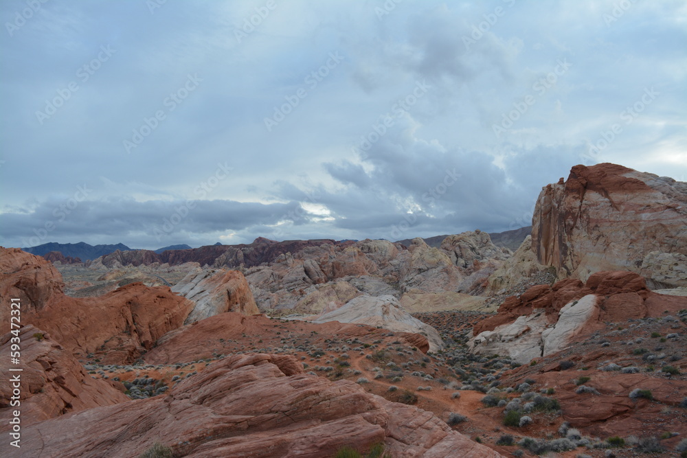 hiking the beautiful landscape of Valley of Fire State Park in Nevada, USA