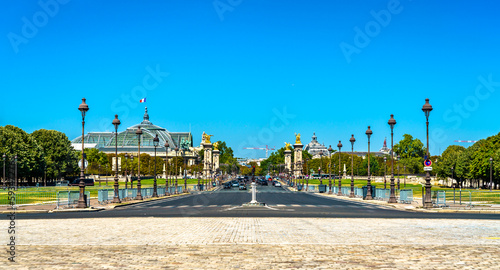 Avenue of Marechal Gallieni on the Esplanade of the Invalides in Paris, France