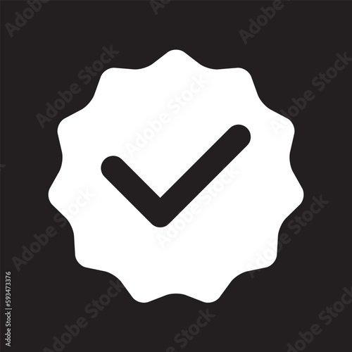 Verified white icon template transparent check mark icon on black