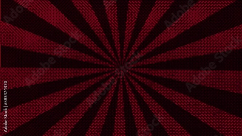 Rotating Retro Red and Black Sunburst Animation. Abstract Futuristic Background. 4K
