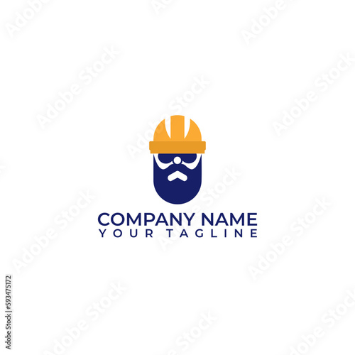 Builder Head logo. Modern and sleek design logo for construction company.