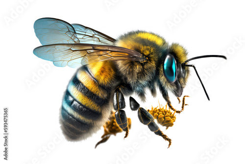 Flying bee isolated on white background. Generative AI