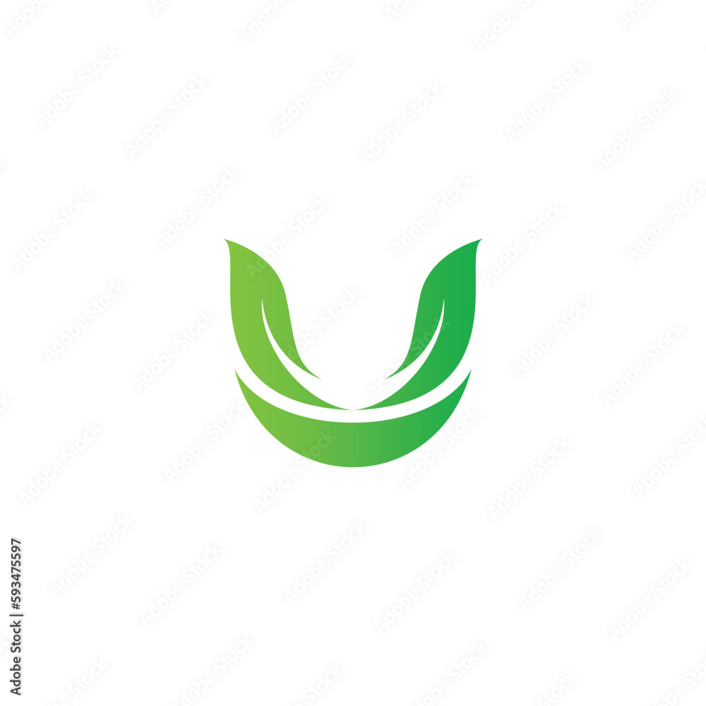 Letter U Leaf Logo vector Illustration. U Leaf Icon. Nature Organic Design Letter U Leaf Logo vector Illustration. U Leaf Icon. Nature Organic Design