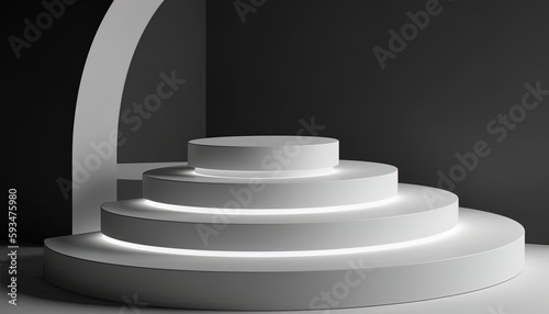 Minimalist 3D illustration with empty podium or pedestal for product presentation. Template  mockup