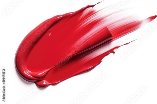 Red Brush Stroke of Lipstick or Paint on White Background AI generated
