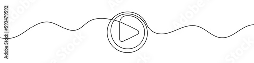 Play icon in continuous line drawing style. Line art of play button. Vector illustration. Abstract background