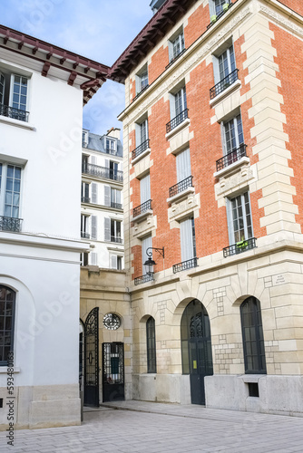 Paris, beautiful buildings, in the Marais, in the historic center 