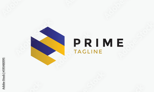 Logo vector hexagon blue color link connection minimalism concept network technology innovative