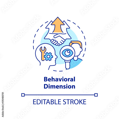 Behavioral dimension concept icon. Psychomotor skills. Global citizen actions abstract idea thin line illustration. Isolated outline drawing. Editable stroke. Arial, Myriad Pro-Bold fonts used