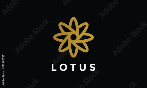 Logo vector minimalism lotus flowers link connection nature concept ecology environment iconic