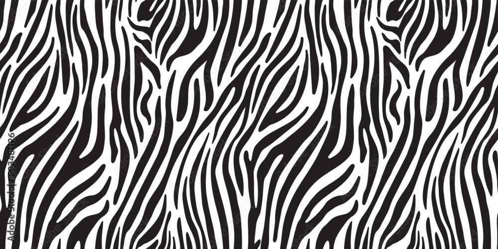 Vector illustration of seamless zebra pattern - obrazy, fototapety, plakaty 