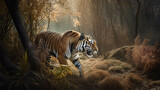 hunting tiger. Generative AI image.