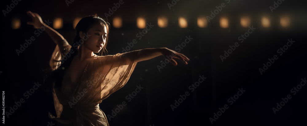 Japanese girl dancing with passion and grace, accompanied, showcasing ...