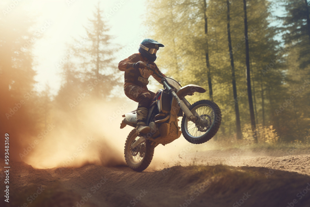 Motorbike Motorcross Race in the Woods | Generative Ai Motorbike Motorcross Race in the Woods | Generative Ai