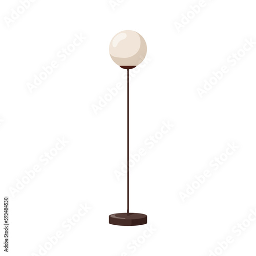 Floor lamp with metal post, glass orb, globe, sphere shade. Electric light, t...