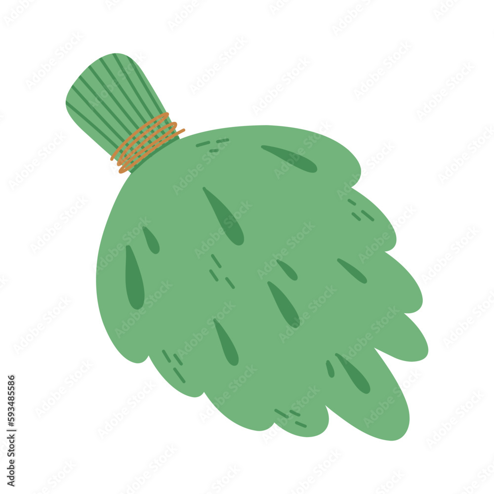 Bath broom in flat style. Vector illustration. Oak, birch broom for a bath. Bath broom in flat style. Vector illustration. Oak, birch broom for a bath.