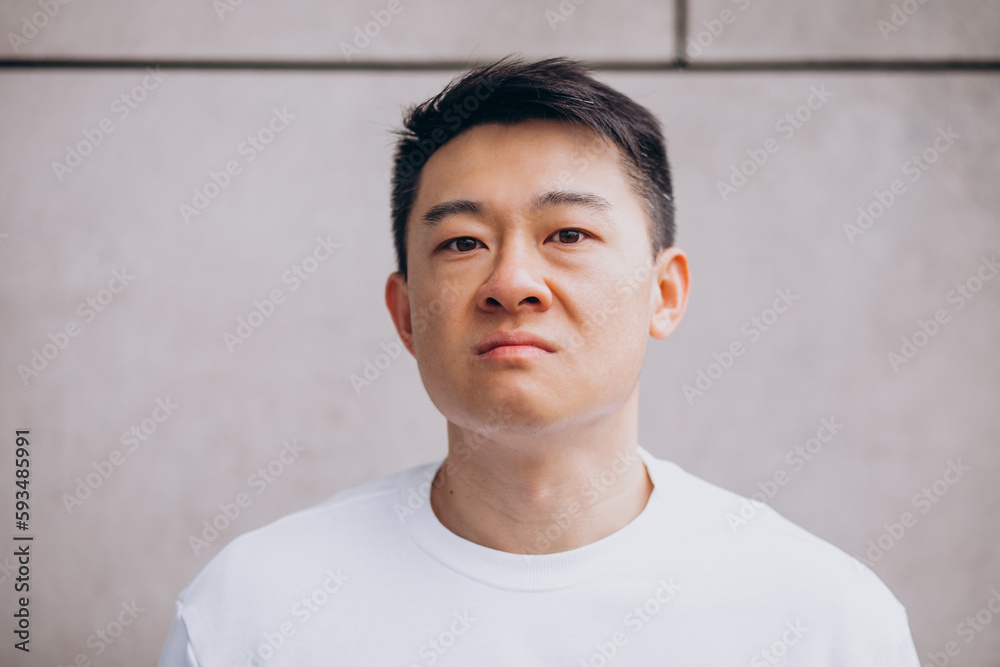Asian man isolated expressing emotions Asian man isolated expressing emotions