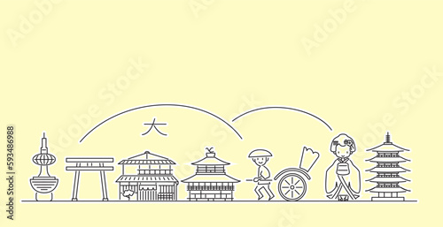 京都の有名な観光地アイコンセット