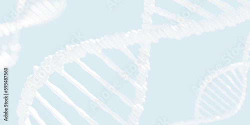 3D rendering of DNA strands over light blue background