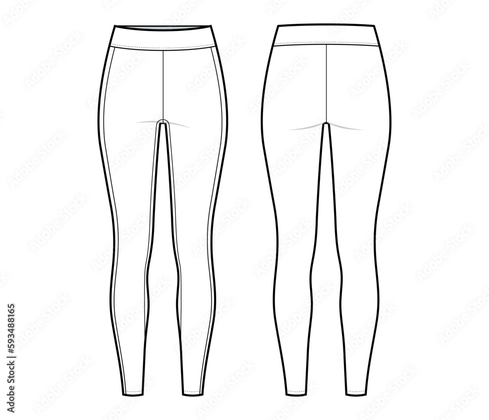 Women's leggings fashion drawing template. sports pants for fitness