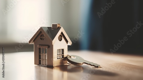 Conceptual image featuring house keys symbolizing home ownership, with a focus on mortgage, property investment, and real estate. Housing market and the overall concept of buying a home. Generative AI