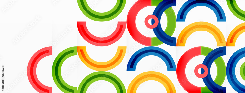 Circles are arranged in a grid pattern abstract background and feature a range of different colors, including shades of various colors. Template for wallpaper, banner, presentation, background Circles are arranged in a grid pattern abstract background and feature a range of different colors, including shades of various colors. Template for wallpaper, banner, presentation, background