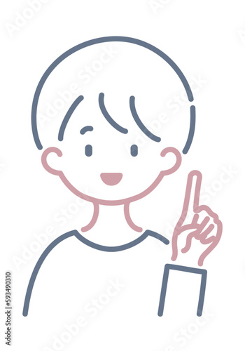 笑顔で説明する人物のシンプルなイラスト