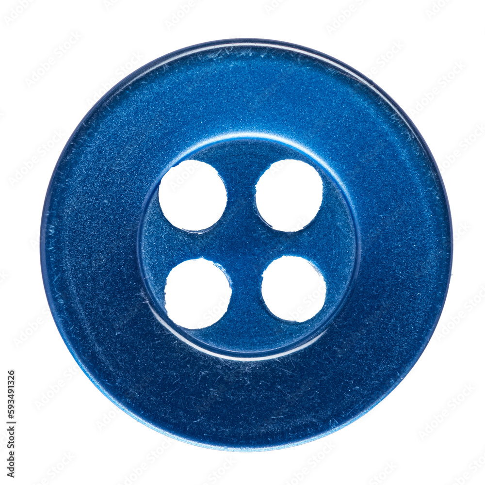 One single blue plastic button isolated on white background
One single blue plastic button isolated on white background