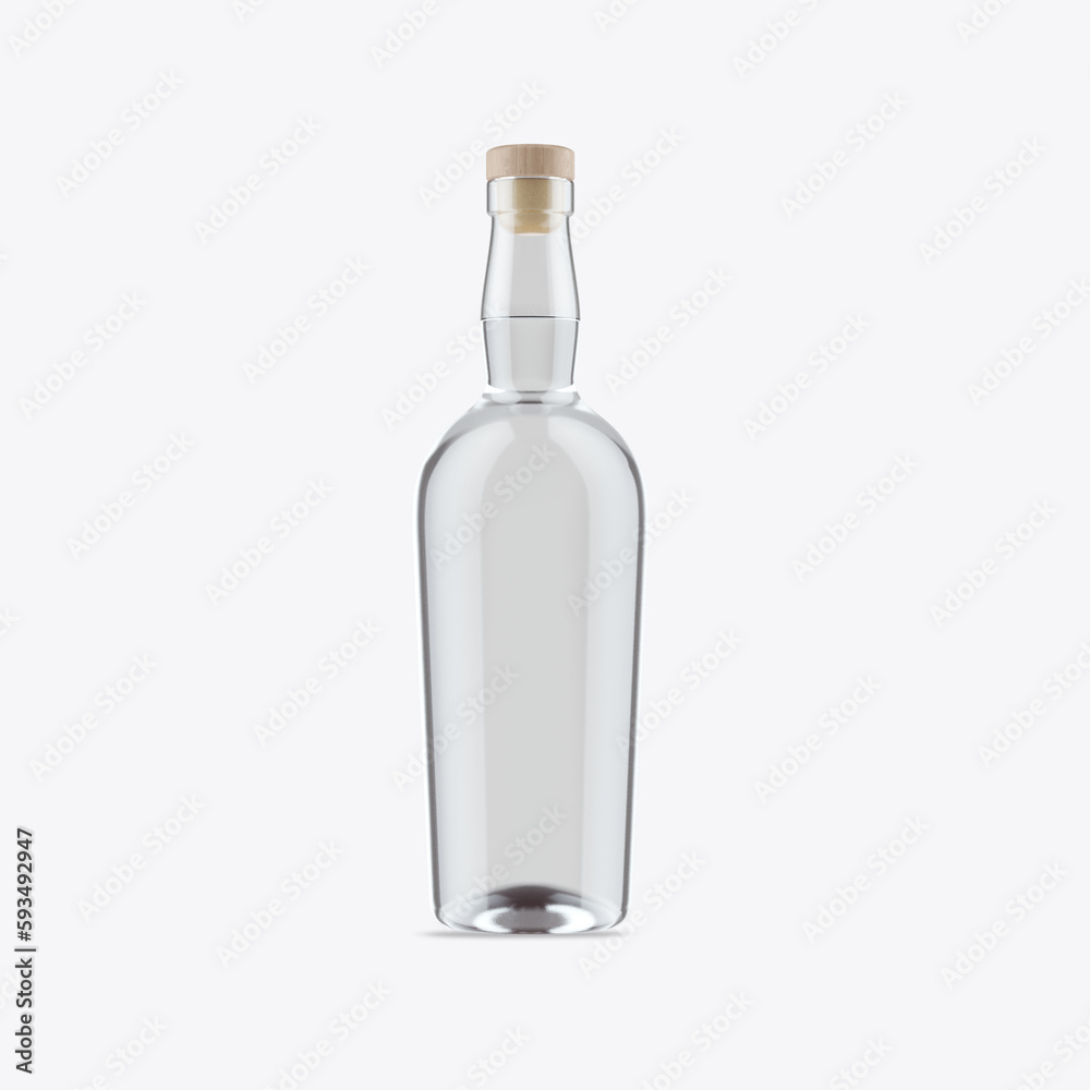 Clear Liquor Glass Bottle Mockup. 3D render Clear Liquor Glass Bottle Mockup. 3D render