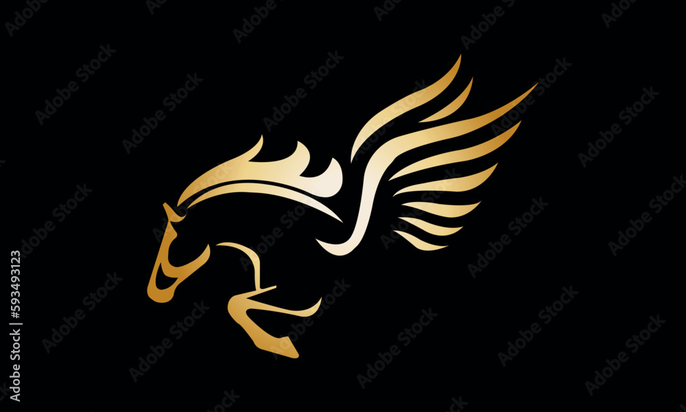 flying pegasus or horse abstract monogram vector logo template